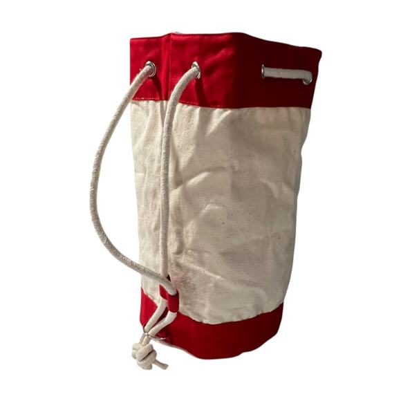 Flower Hospital Medical Staff Canvas Duffle Bag Red Cream Drawstring - Picture 5 of 13